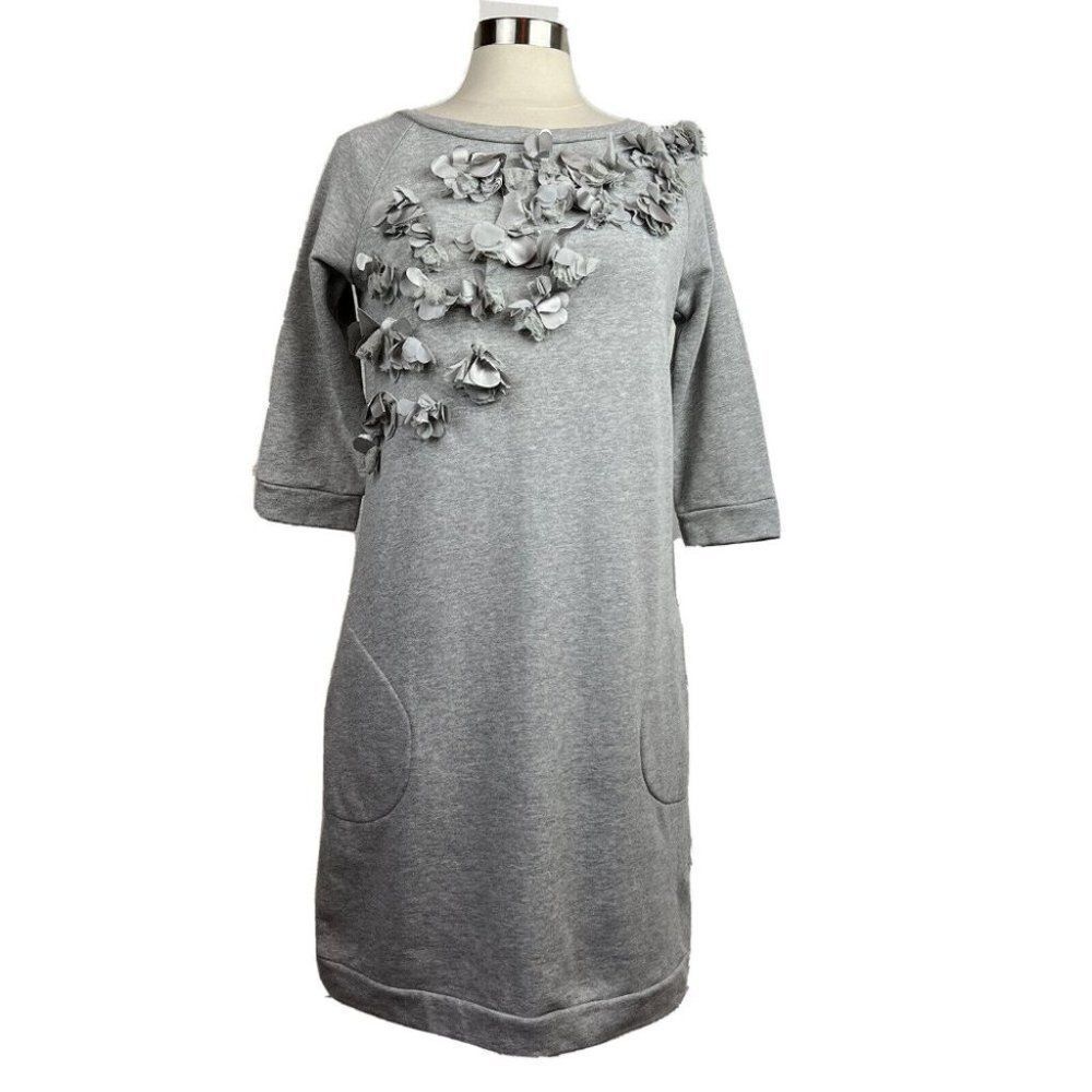 Twinset Simona Barbieri Dress S Womens Gray Shift Pockets Casual Sweatshirt